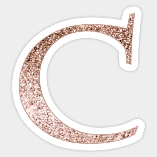 C rose gold glitter monogram letter Sticker